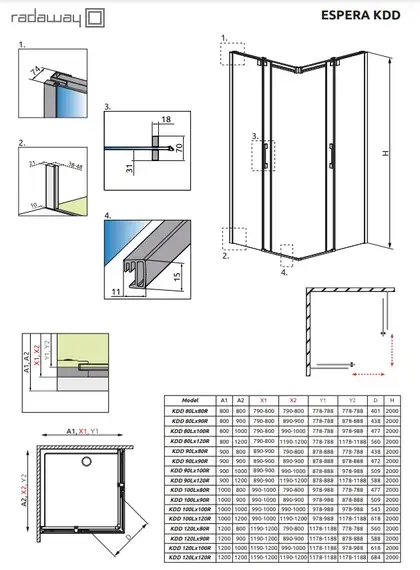 Radaway Espera KDD 120 Душова кабіна, хром/прозора (380153-01R)