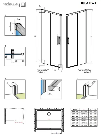 Radaway Idea DWJ 140 Душові двері, праві, хром (387018-01-01R) Radaway Idea DWJ 140 Душові двері, праві, хром (387018-01-01R)