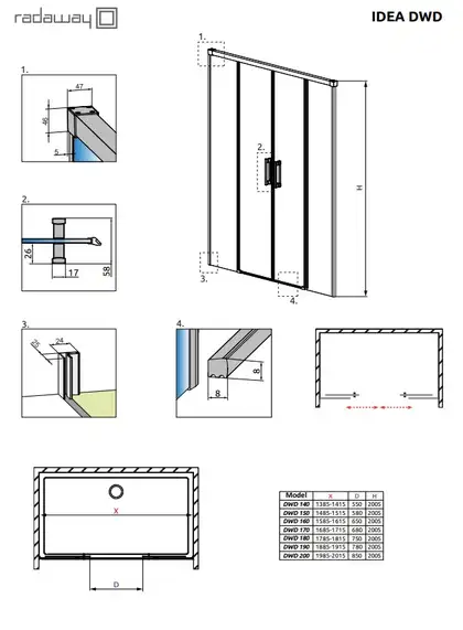 Душові двері Idea DWD 140, RADAWAY (387124-01-01)