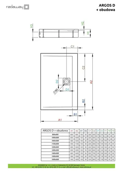 Radaway Argos D Душовий піддон 90x80 см, білий (4ADN89-02) Radaway Argos D Душовий піддон 90x80 см, білий (4ADN89-02)
