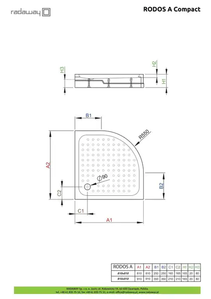 Radaway Rodos A Compact Душовий піддон 90x90 см (4P99155-03)