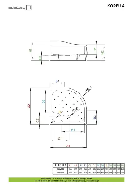 Radaway Korfu A Душовий піддон 80x80, білий (4S88400-03)