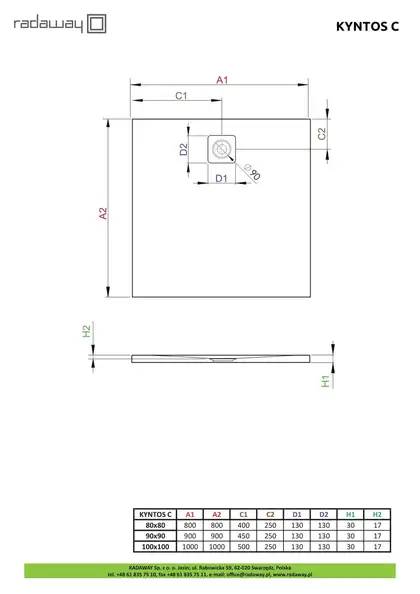 Душовий піддон Kyntos C 90x90 см Black, RADAWAY (HKC9090-54)