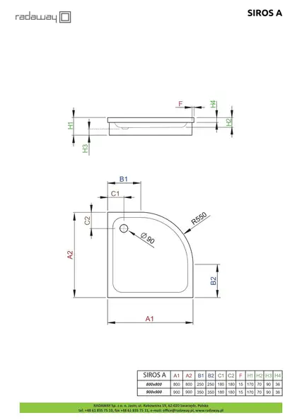 Душовий піддон Siros A 80x80 см, RADAWAY (SBA8817-1)