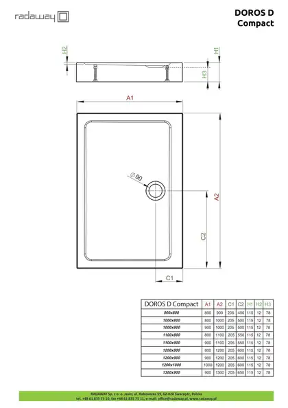 Radaway Doros D Compact Душовий піддон 110x90, білий (SDRD1190-05)