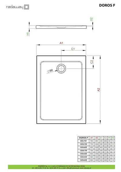 Radaway Doros F Душовий піддон 120x80 см, білий (SDRF1280-01)
