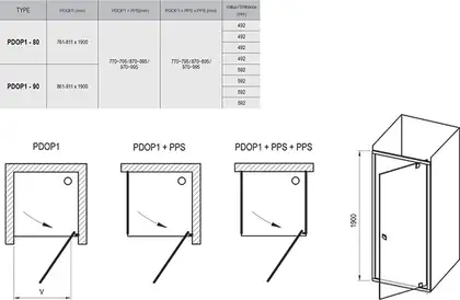 Ravak Pivot PDOP1-90 Душевая дверь, белый (03G70101Z1)