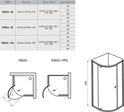 Ravak PIVOT PSKK3-90 Душова кабіна, прозора (37677C00Z1)