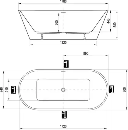 Ravak Solo Ванна акрилова окремостояча 178x80 см (XC00100025)