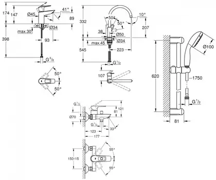 Набір змішувачів 4 в 1 BauLoop New (UA123225K0), Grohe