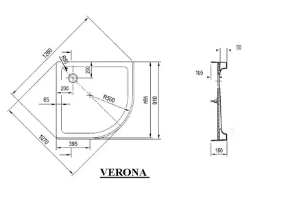 Душевой поддон акриловый Ravak Verona 90 х 90 х h16 см (XАU0000035)