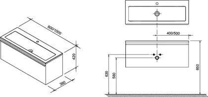 Ravak Тумба под раковину SD Clear 100x38x42 см, белый/черешня (X000000760)