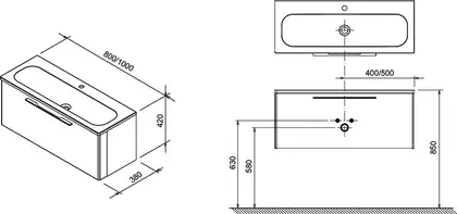 Стільниця під умивальник L 1000 white, RAVAK (X000000831)