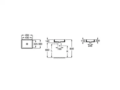Умивальник вбудований Roca Inspira Square 45,5х35 (A327536000)