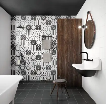 Плитка керамогранітна CSAPBWBL20 Patchwork B&W Black 200x200x10 Sant'agostino