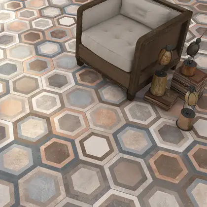 Плитка керамогранітна Hexagono Bushmills Multicolor 230х266x9 Vives (46FE)