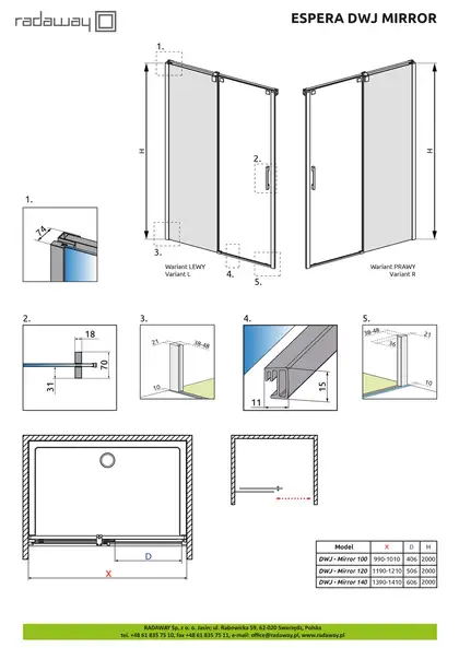 Radaway Espera DWJ Mirror 100 R, душові двері, хром (380110-71R) Radaway Espera DWJ Mirror 100 R, душові двері, хром (380110-71R)