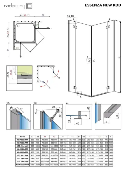 Душова кабіна (половина) Essenza New KDD 80 права, RADAWAY (385061-01-01R)