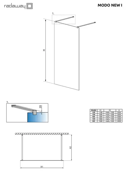 Душова стінка Modo New I 130 RADAWAY (388134-01-01)