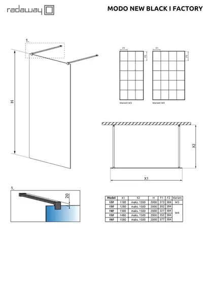 Душова стінка Modo New Black I 150 Factory RADAWAY (388154-54-57)