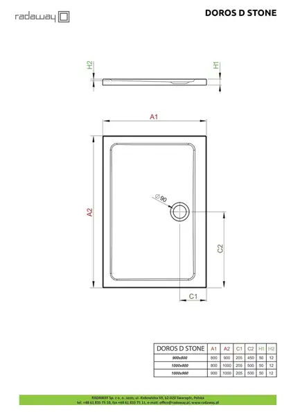 Radaway Doros D Душовий піддон, білий (SDRD1090-01-04S)