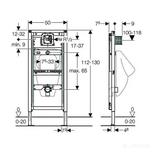 Geberit Duofix Инсталляция для писсуара, универсальная (111.616.00.1)
