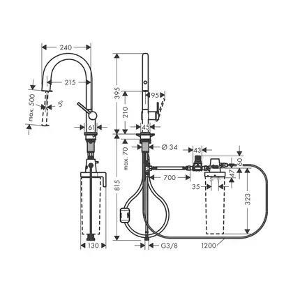 Hansgrohe Aqittura M91 FilterSystem 210, сталь (76803800) Hansgrohe Aqittura M91 FilterSystem 210, сталь (76803800)