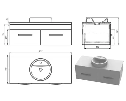 Snail Тумба «Венера» з умивальником «Рондо» Янтар Т101 (1200KM149T101)