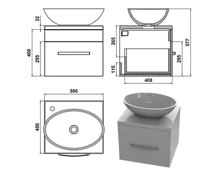Snail Тумба «Адель» з умивальником «Фієста» А801 Сапфір глянець (500КМ174A801)