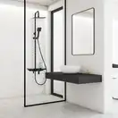 Душовий гарнітур Yoka OSLO 25 BLACK черный з полицею та краном (BP.OSLO 25 BLK)