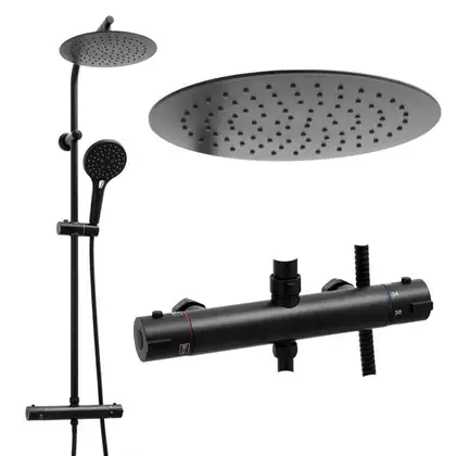 Душовий гарнітур Yoka BERGEN 25 BLACK черный з термостатом (BP.BERGEN THERM 25 BLK)