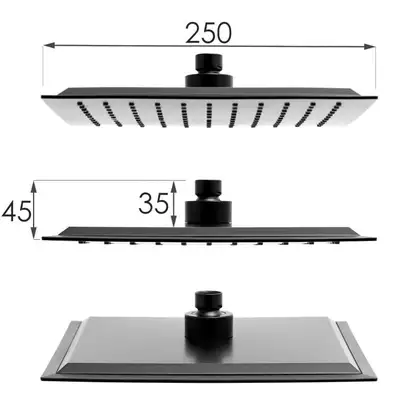 Душовий гарнітур Yoka OSLO 25 BLACK черный з полицею та краном (BP.OSLO 25 BLK)