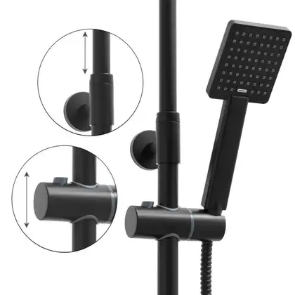 Душовий гарнітур Yoka OSLO 25 BLACK черный з полицею та краном (BP.OSLO 25 BLK)