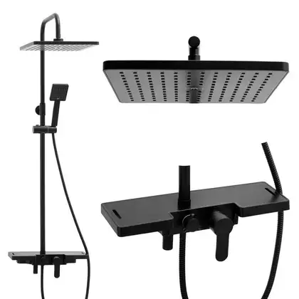 Душовий гарнітур Yoka OSLO 30 BLACK черный з полицею та краном (BP.OSLO 30 BLK) Душовий гарнітур Yoka OSLO 30 BLACK черный з полицею та краном (BP.OSLO 30 BLK)