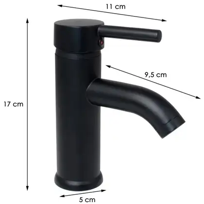 Змішувач для раковины (умивальника) Yoka SPA 24 BLACK черный низький (BU.SPA 24 BLK)