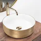 Умывальник (раковина) REA SAMI WHITE BRUSHED GOLD накладной (REA-U6630)