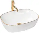 Rea Sol White Gold Edge Умивальник накладний, білий (REA-U8605)