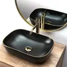 Умывальник (раковина) REA BELINDA BLACK MATT GOLD EDGE накладной (REA-U9659)