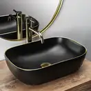 Умывальник (раковина) REA BELINDA BLACK MATT GOLD EDGE накладной (REA-U9659)
