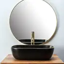 Умывальник (раковина) REA BELINDA BLACK MATT GOLD EDGE накладной (REA-U9659)
