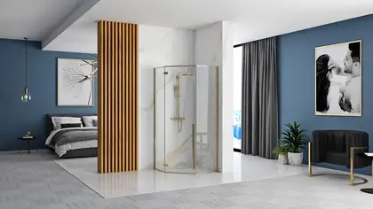 Душова Кабіна REA Золото 90x90 + Душевий Піддон REA 90x90 KPL-4904-8543