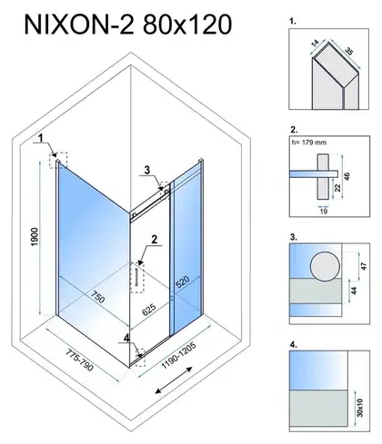 Душова Кабіна REA Nixon 80x120 P KPL-K5010-K5003 (KPL-5010-5003)