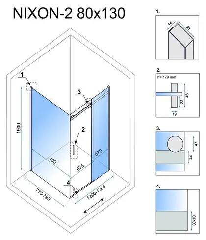 Душова Кабіна REA Nixon 80x130 P KPL-K5010-K5005 (KPL-5010-5005)