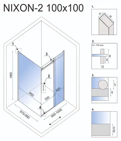 Душова Кабіна REA Nixon 100x100 P KPL-K5014-K7440 (KPL-5014-7440)