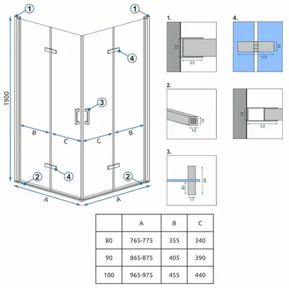 Душова Кабіна REA Molier Хром Double 80x90 KPL-6367-8539