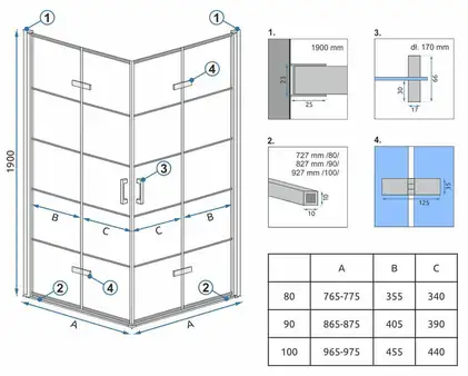 Душова Кабіна REA Molier Чорний Double 100x100 KPL-6963-6963