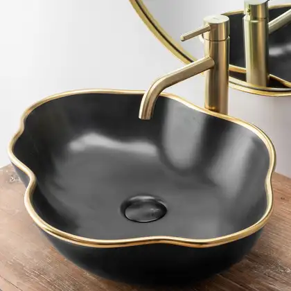 Смеситель для раковины (умывальника) REA LUNGO BRUSHED GOLD высокий (REA-B4526)