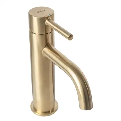 Смеситель для раковины (умывальника) REA LUNGO BRUSHED GOLD низкий (REA-B4527)