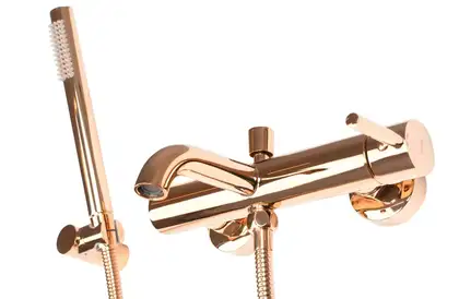 Смеситель для ванны и душа REA LUNGO ROSE GOLD настенный с изливом (REA-B6695)