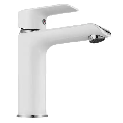 Смеситель для раковины (умывальника) REA  BLOOM WHITE CHROM низкий (REA-B9915)